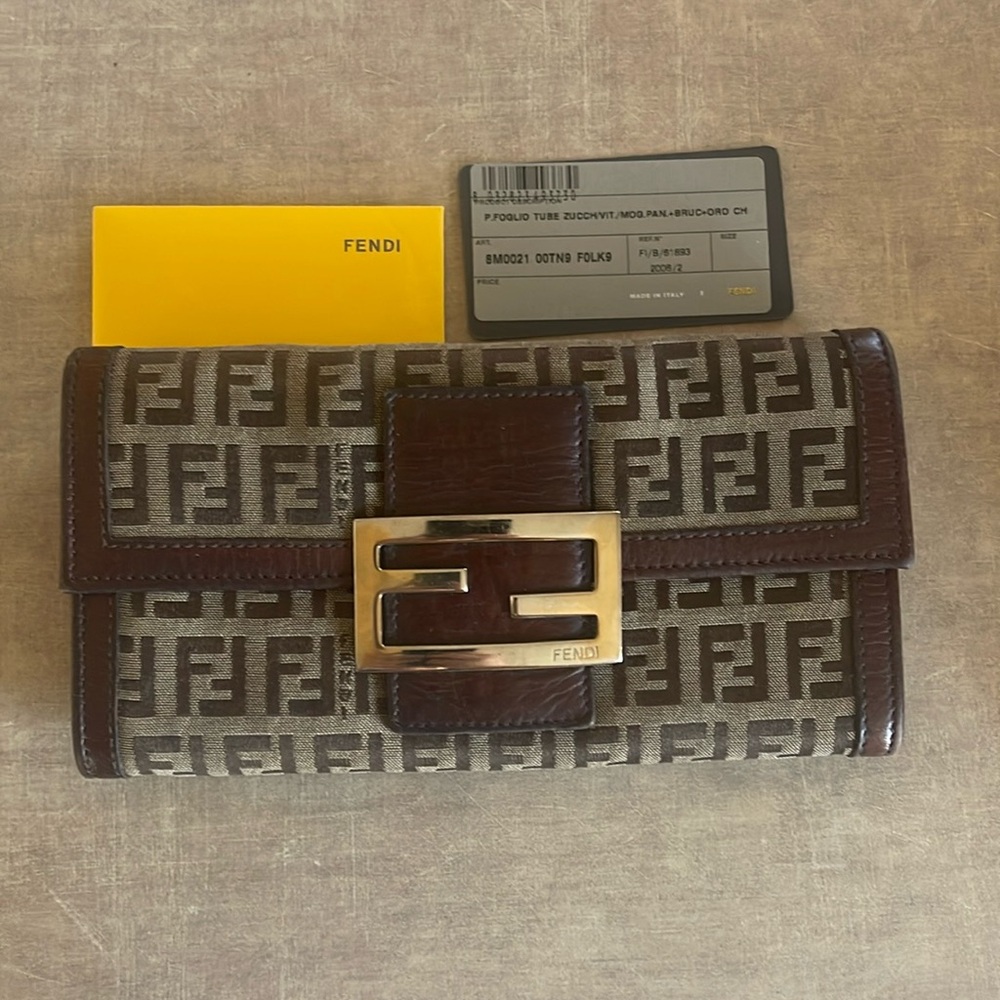 Fendi Brown and Gold Wallet